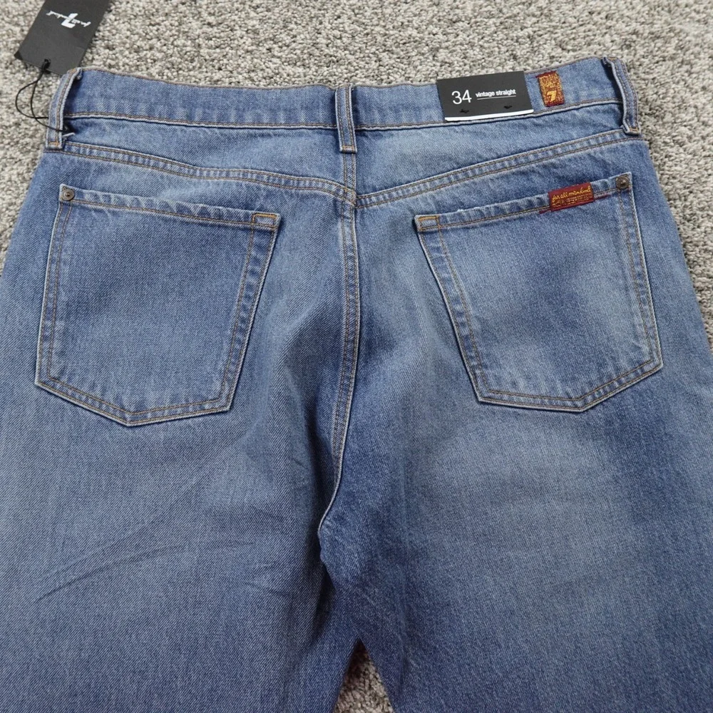 NEW 7 For All Mankind Jeans Mens 34X32 Dark Blue Denim Vintage Straight‎ Pants